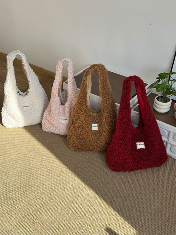 Plüss tote táska városi egyszerű stílusban, horizontális négyzetes forma, mágneses zár