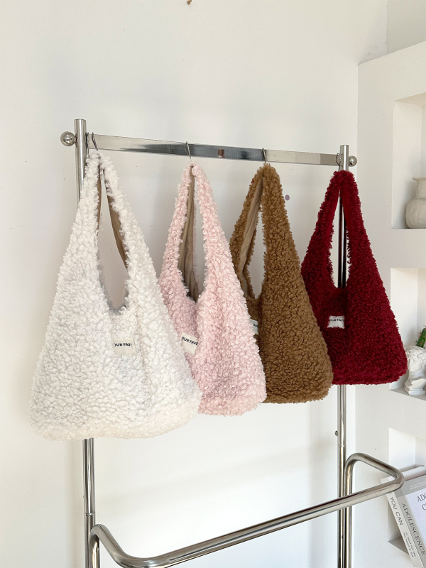 Plüss tote táska városi egyszerű stílusban, horizontális négyzetes forma, mágneses zár