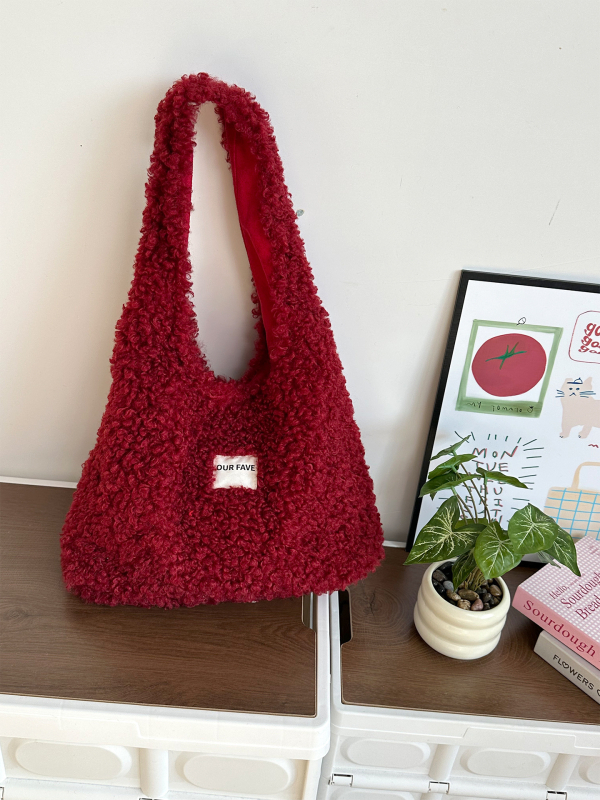 Plüss tote táska városi egyszerű stílusban, horizontális négyzetes forma, mágneses zár