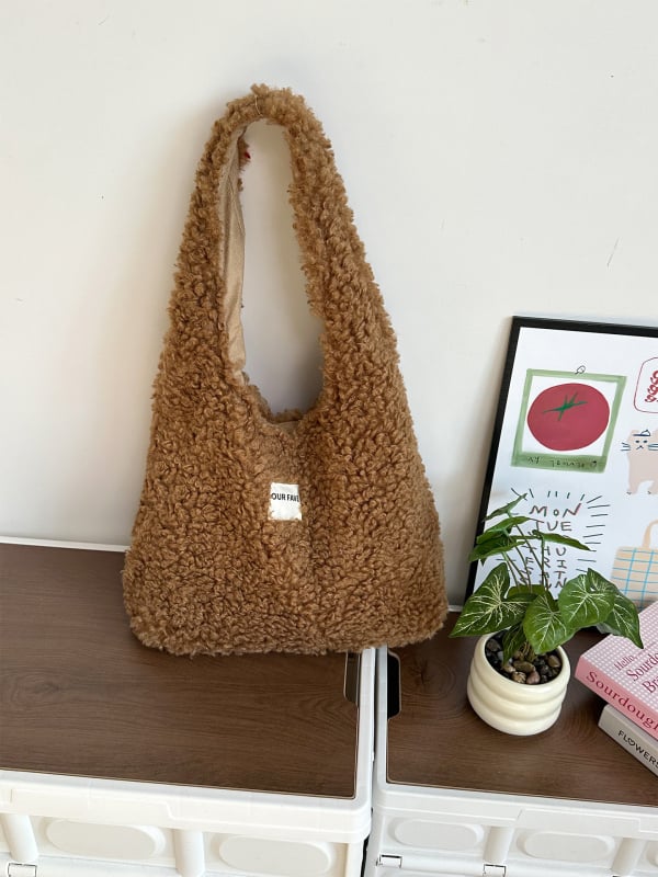 Plüss tote táska városi egyszerű stílusban, horizontális négyzetes forma, mágneses zár