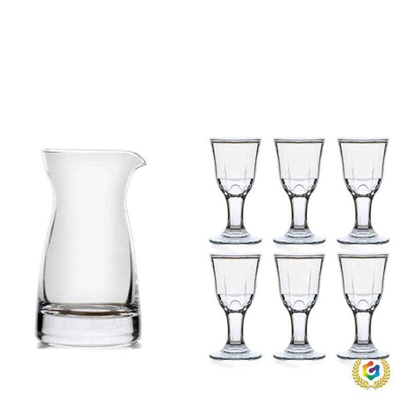 7-dijelni set za vino: 6 čaša i pregradnik, staklo, retro stil, mogućnost personaliziranog logotipa
