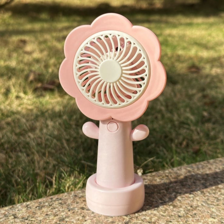 USB napajani stolni ručni mini ventilator, 4 lopatice, 3 brzine, ugrađena baterija 100–300 mAh, tihi rad ispod 36 dB