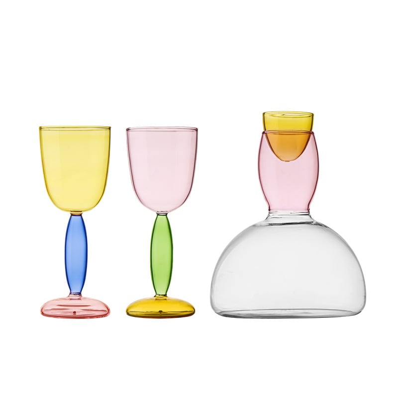 wvii čaša za vino od borosilikatnog stakla, skandinavski stil, s tiskanim logom