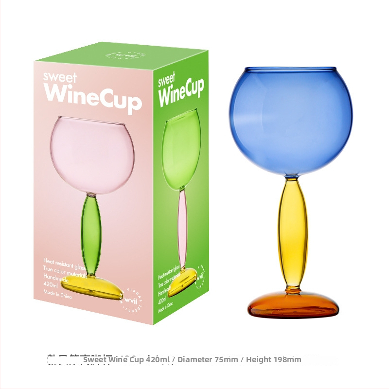 wvii čaša za vino od borosilikatnog stakla, skandinavski stil, s tiskanim logom