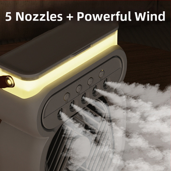 Mini ventilator USB de birou cu pulverizare: 4 palete, alimentare USB, funcție de pulverizare, timer, 3 viteze, ABS carcasă