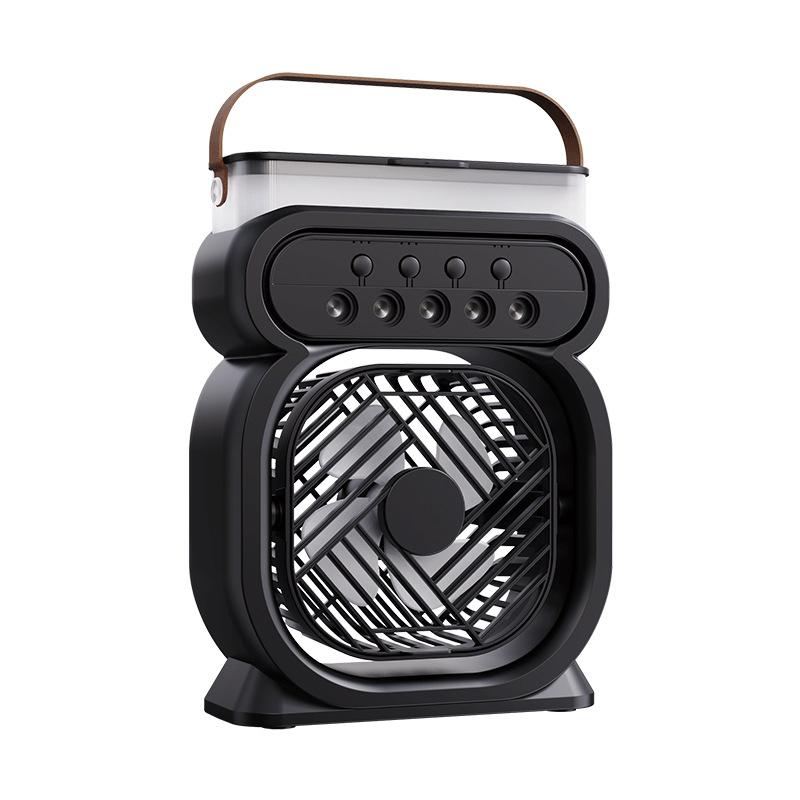 Mini ventilator USB de birou cu pulverizare: 4 palete, alimentare USB, funcție de pulverizare, timer, 3 viteze, ABS carcasă