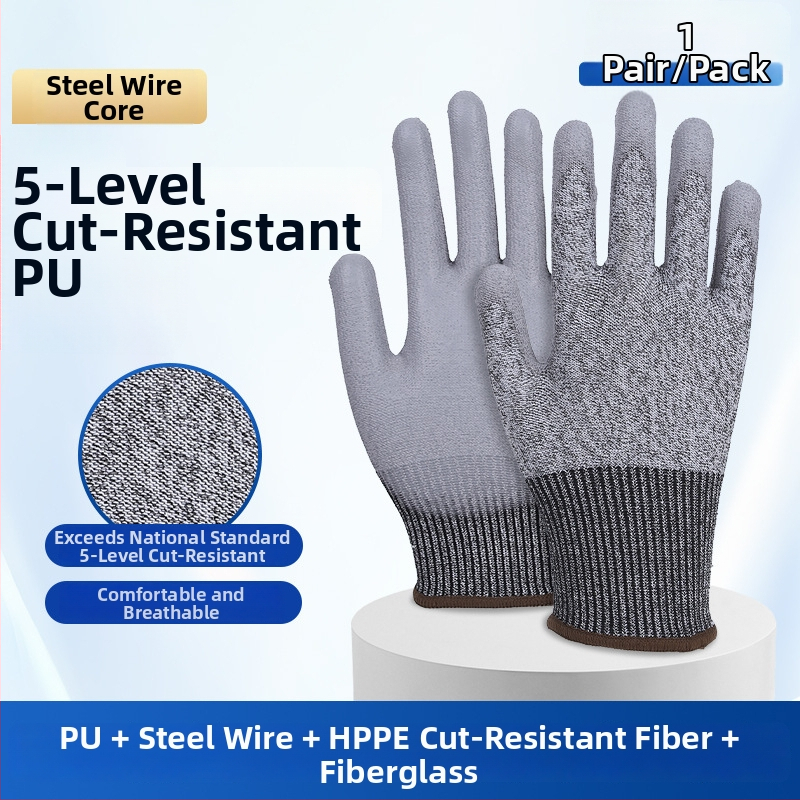 Mănuși de lucru anti-tăiere nivel 5, sârmă de oțel, rezistente la uzură, anti-alunecare