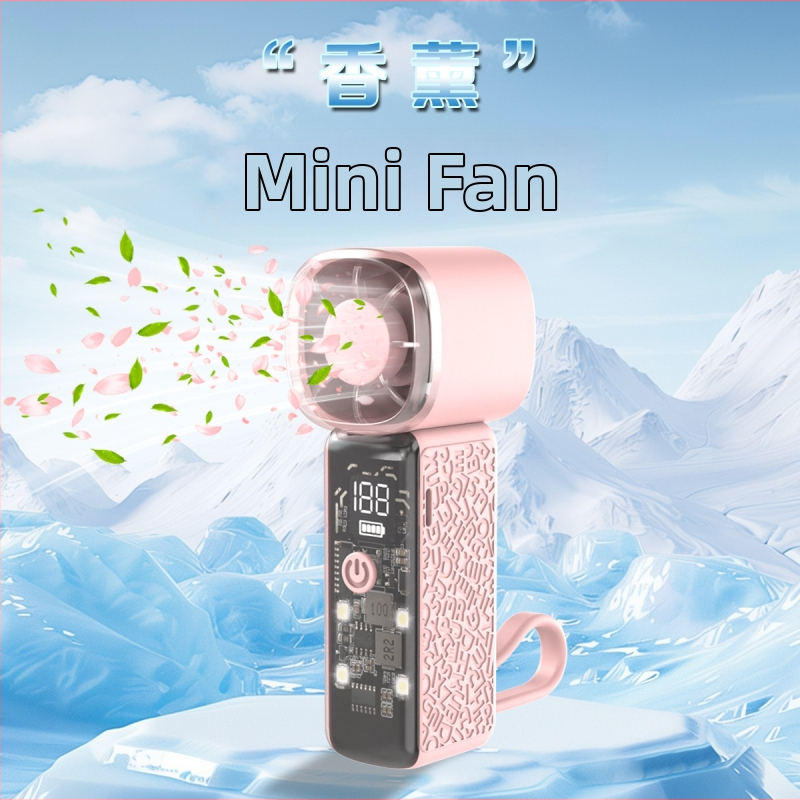 Ručni ventilator s USB punjenjem, motor bez četkica, 6 brzina, ugrađena baterija 2000–4000 mAh, ABS kućište, 140 g