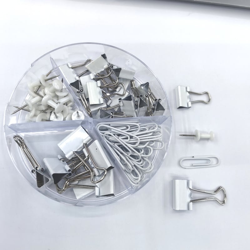 Σετ γραφείου για επιφάνεια εργασίας με μακριά κλιπ, συνδετήρες και καρφίτσες — Shengqian; Μέταλλο; Τύπος προϊόντος: χειροκρατήρας λογαριασμών