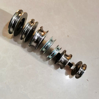 Roată de macara, oțel 45#, canelură în formă U pentru șină, cameră cu rulmenți încorporată, roată pentru cablu de ridicare