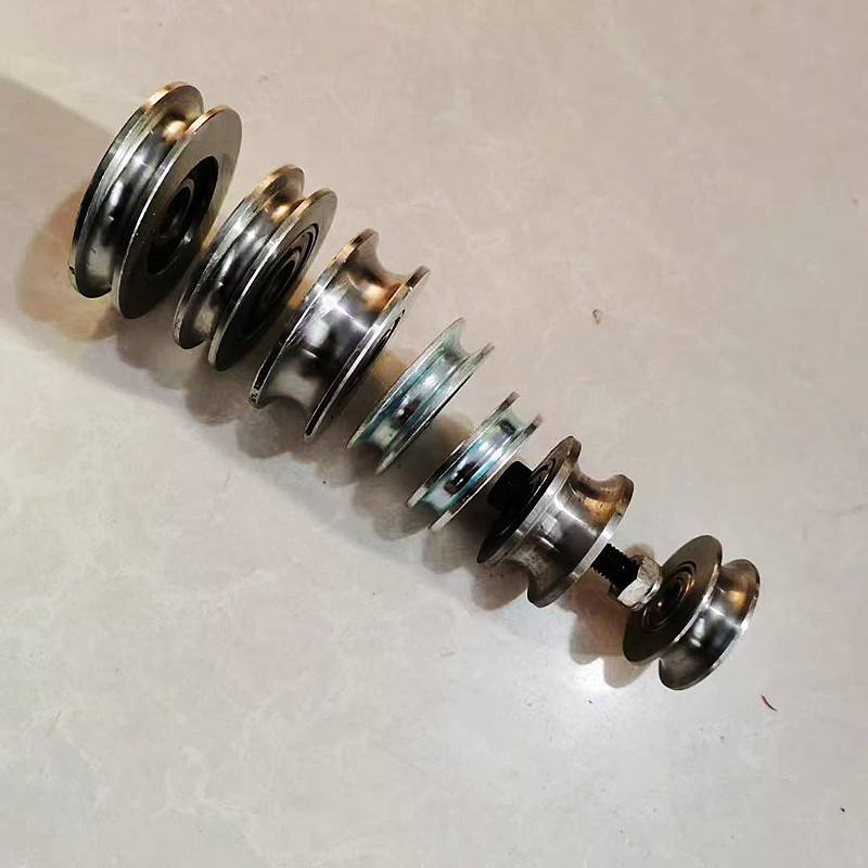 Roată de macara, oțel 45#, canelură în formă U pentru șină, cameră cu rulmenți încorporată, roată pentru cablu de ridicare