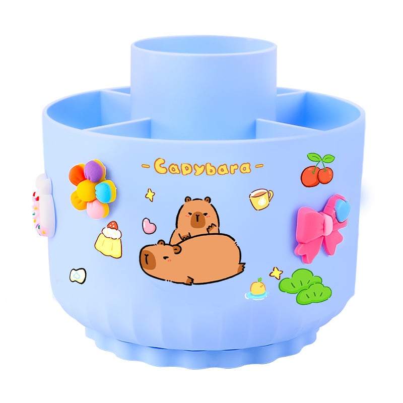 5-отделен въртящ се държател за писалки, пластмасов кръгъл настолен организатор за ученици