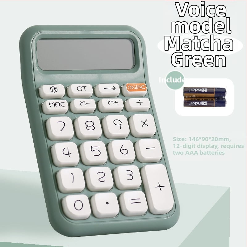 Q14 számológép 12 számjegy kijelzővel, hangfunkcióval, PVC testtel, elemmel működik – diákoknak