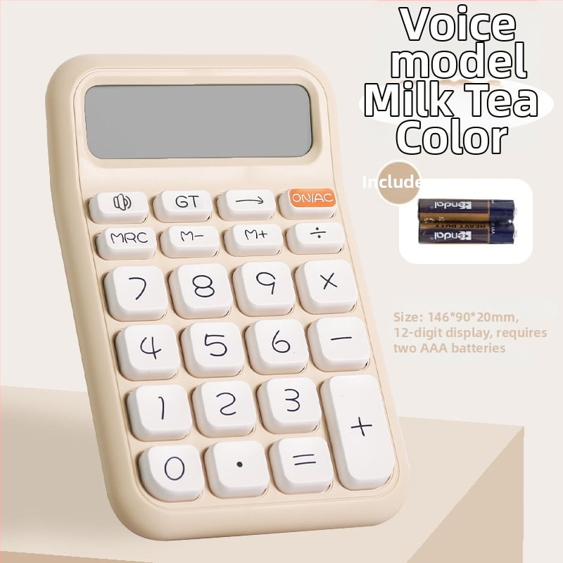 Q14 számológép 12 számjegy kijelzővel, hangfunkcióval, PVC testtel, elemmel működik – diákoknak