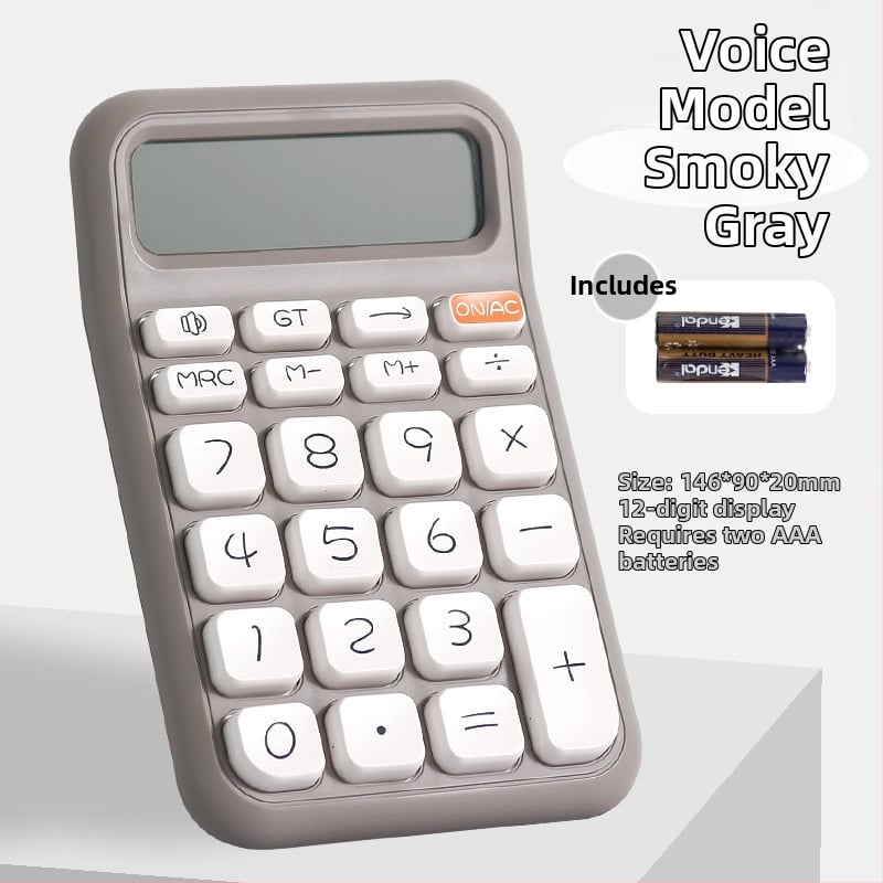 Q14 számológép 12 számjegy kijelzővel, hangfunkcióval, PVC testtel, elemmel működik – diákoknak