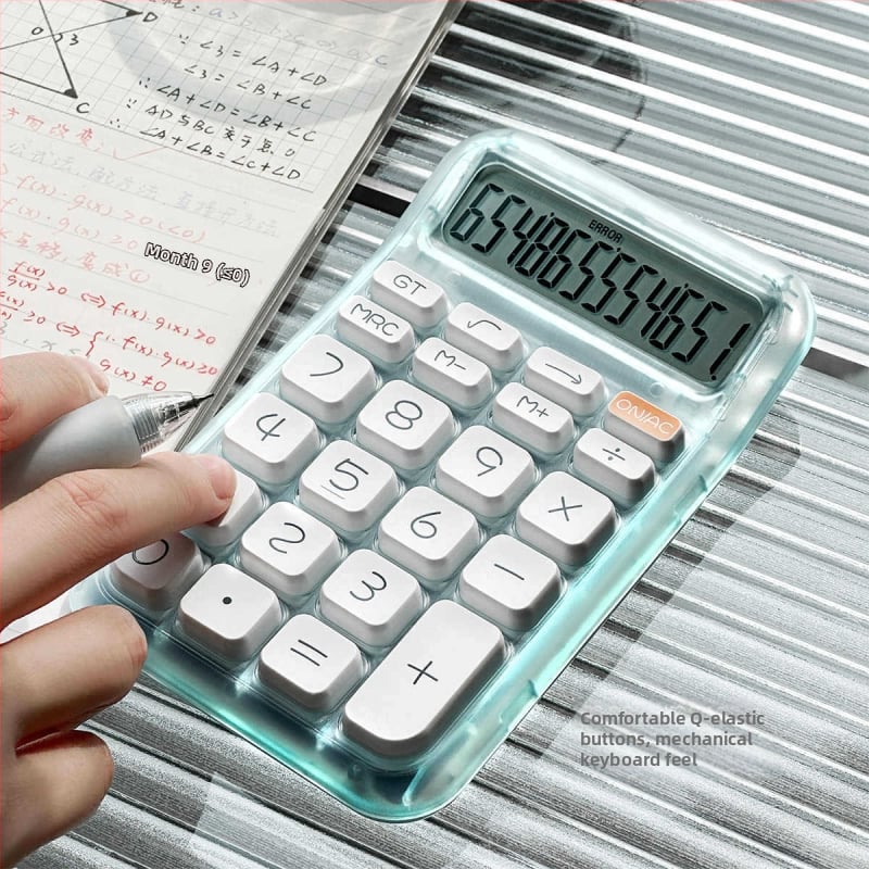 Q14 számológép 12 számjegy kijelzővel, hangfunkcióval, PVC testtel, elemmel működik – diákoknak