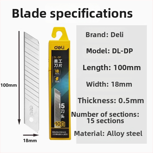 Deli DL018 nôž na umenie zliatiny ocele, čepeľ 0,5×18×100 mm, hmotnosť 70 g
