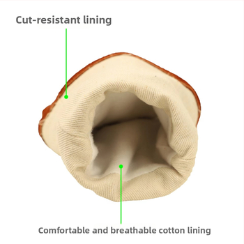 Bőrből készült hőálló kesztyű izolációra, égési védelemre, kézvédelemre és vágás elleni védelemre (Anyag: Bőr; Alkalmazás: Izoláció, égési védelem, kézvédelem, vágás elleni védelem; Funkció: Magas hőmérséklet-állóság)
