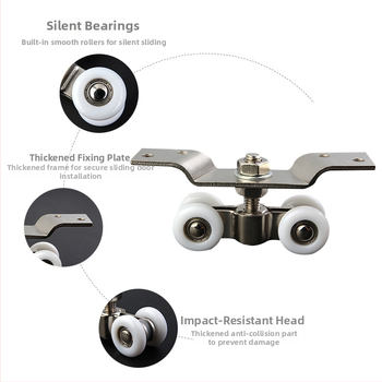 Rulment pentru ușă glisantă interioară din oțel inoxidabil, cu 4 role pentru șină