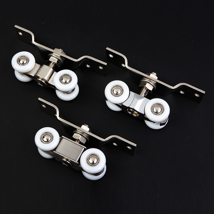 Rulment pentru ușă glisantă interioară din oțel inoxidabil, cu 4 role pentru șină