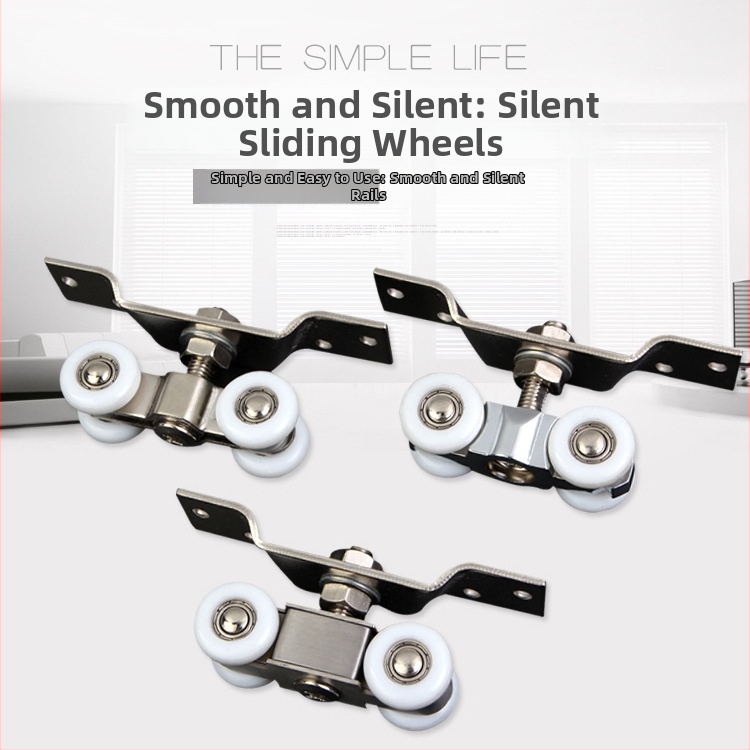 Rulment pentru ușă glisantă interioară din oțel inoxidabil, cu 4 role pentru șină