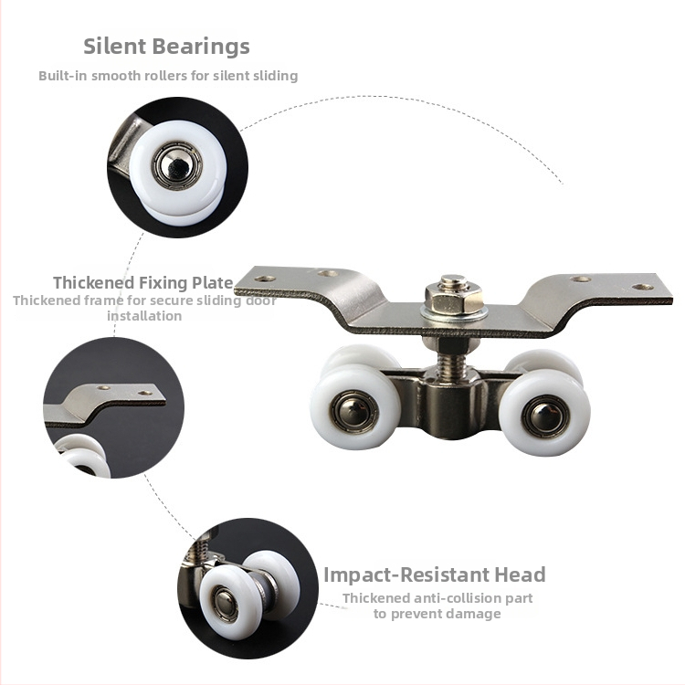 Rulment pentru ușă glisantă interioară din oțel inoxidabil, cu 4 role pentru șină