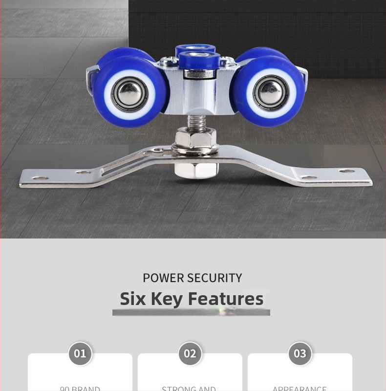 Rulment pentru ușă glisantă interioară din oțel inoxidabil, cu 4 role pentru șină