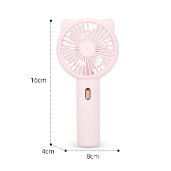Ručni USB punjivi ventilator s dizajnom mačjih ušiju, 5 lopatica, 3 brzine, ugrađena baterija 300–500 mAh