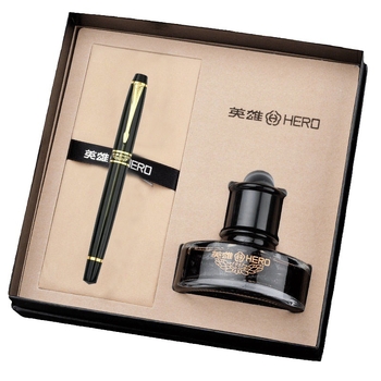 Hero 7032 művészeti toll ívelt hegly Kaligráfiához, fémből készült test, irídium tollhegy, forgó tintaellátás, ajándékdobozos csomagolás