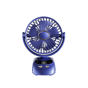 USB klipski ventilator s digitalnim zaslonom, prenosni mini stolni ventilator za studentske domove, ugrađena baterija 6000mAh, brushless motor, 5 lopatica, 5 brzina