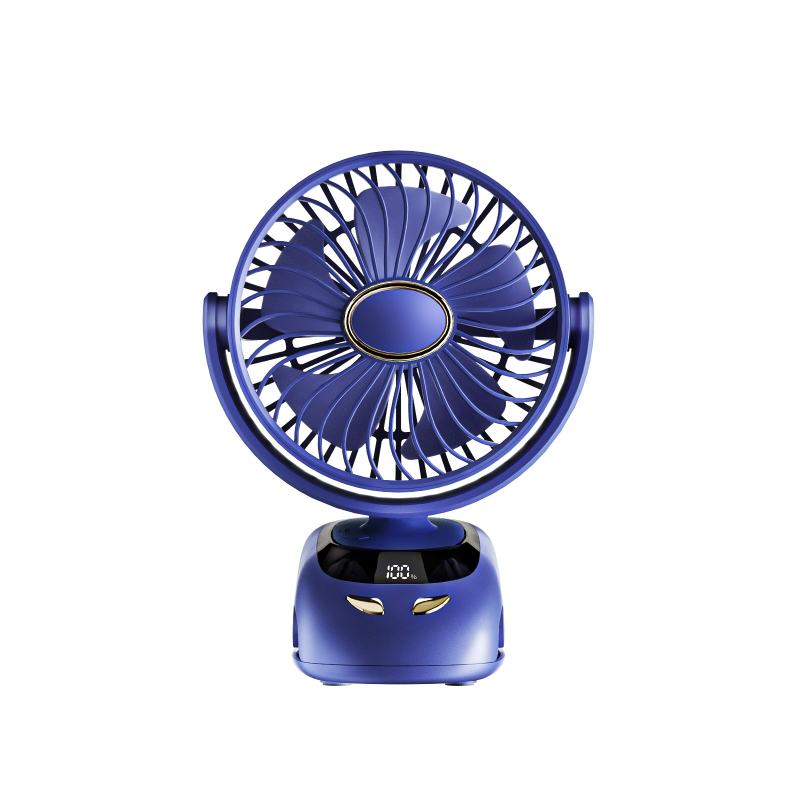 USB klipski ventilator s digitalnim zaslonom, prenosni mini stolni ventilator za studentske domove, ugrađena baterija 6000mAh, brushless motor, 5 lopatica, 5 brzina