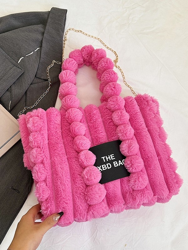 Plüss crossbody táska, vízszintes négyzet alakú, mágneses zárás, telefonszseb és poliészter bélés