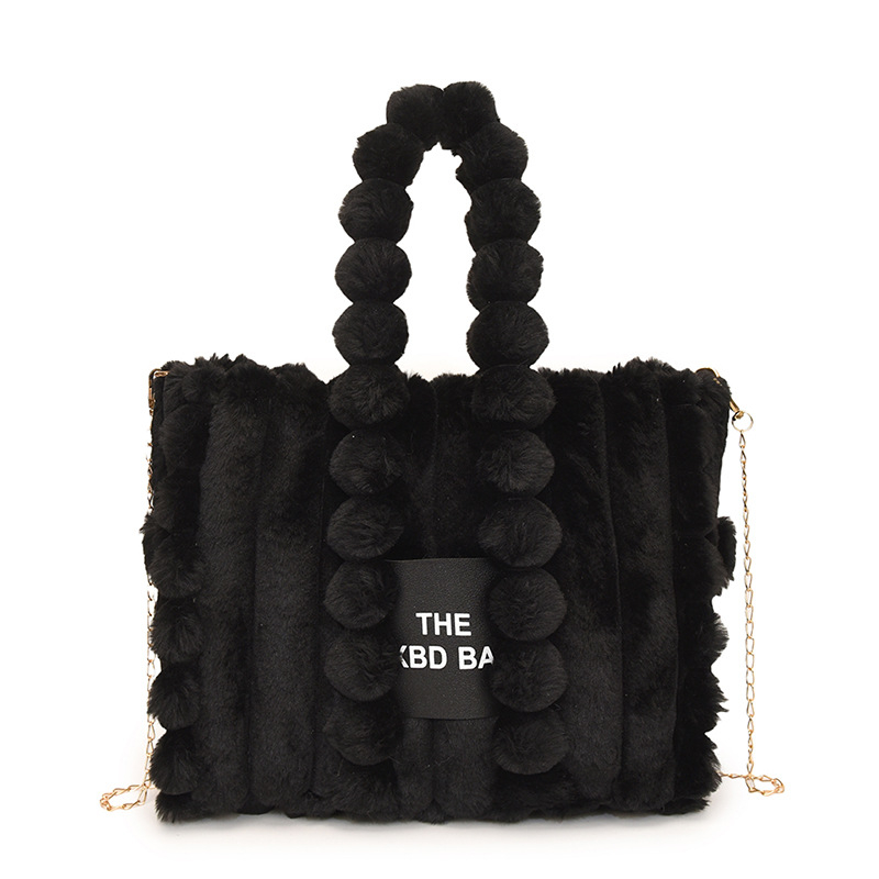 Plüss crossbody táska, vízszintes négyzet alakú, mágneses zárás, telefonszseb és poliészter bélés