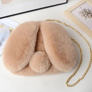 Női plüssnyuszi alakú kézitáska cipzárral, láncos vállpánttal, belső cipzáras zsebbel