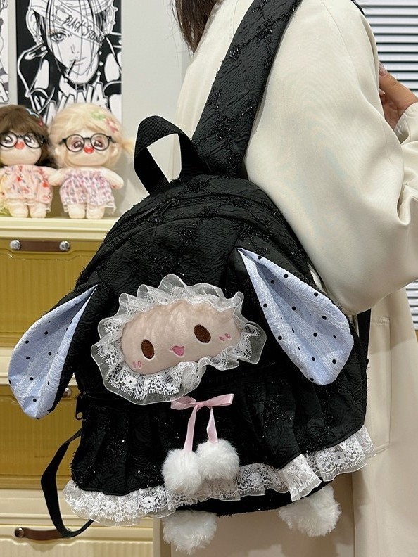 Torba za rame s karikarnim jagnjetom – pamuk, zatvarač, džep za telefon, poliester, unutarnji džep