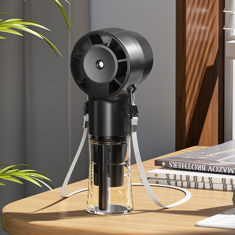 F10 Kézben tartható permetező ventilátor, USB-töltés, 1000–1200 mAh akkumulátor, 3 sebességfokozat, 6+ lapát, permetező funkció