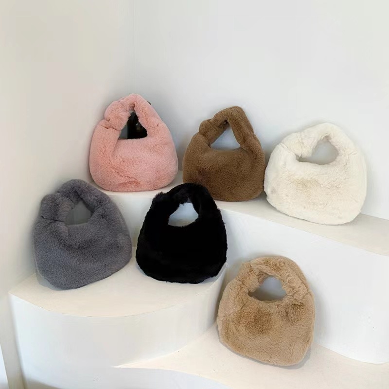 Plush Dumpling torbica, gradski stil, vodoravni kvadratni oblik, zatvarač, džep za telefon