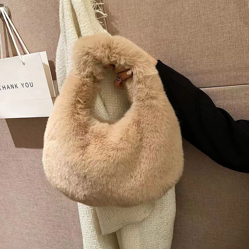 Plush Dumpling torbica, gradski stil, vodoravni kvadratni oblik, zatvarač, džep za telefon