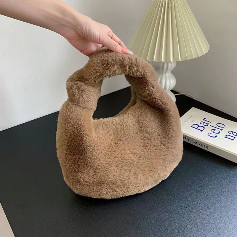 Plush Dumpling torbica, gradski stil, vodoravni kvadratni oblik, zatvarač, džep za telefon