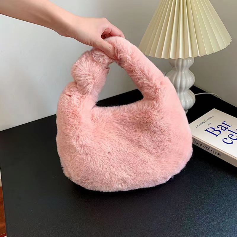 Plush Dumpling torbica, gradski stil, vodoravni kvadratni oblik, zatvarač, džep za telefon