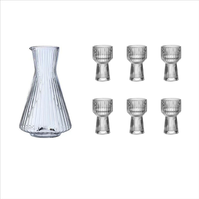 Bor készlet üveg dekantőrrel és poharakkal, peremmel, kínai stílusú, modern minimalista dizájn, Luxury Meow márka, nyomtatott logó, prémium minőség, 2021 nyara