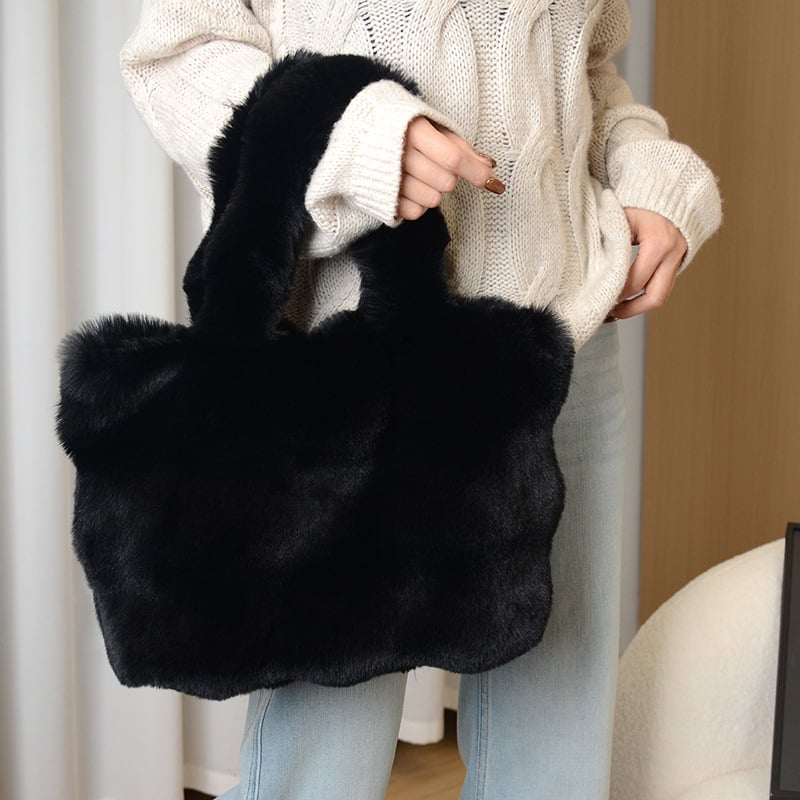 Plüss válltáska – friss és édes stílus, vízszintes négyszögletes forma, mágneszár, belső telefontartó zseb