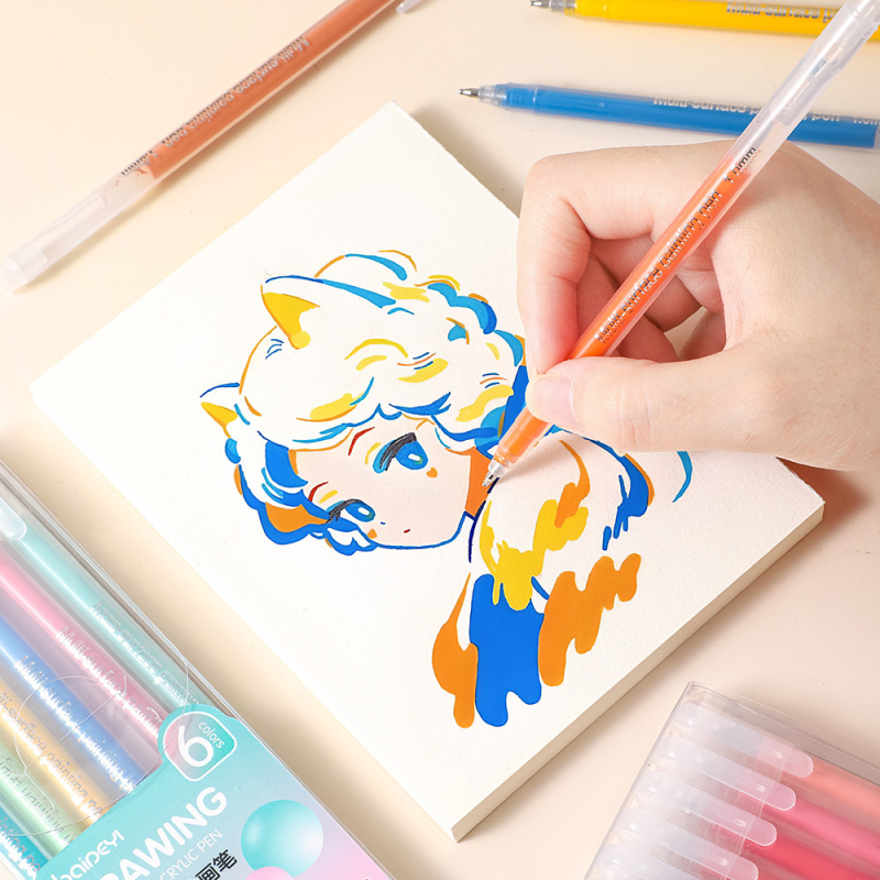 Akrilni marker za označivanje za osnovnoškolce, plastično kućište, pakiranje 6 komada, s jednim vrhom, nije izbrisiv