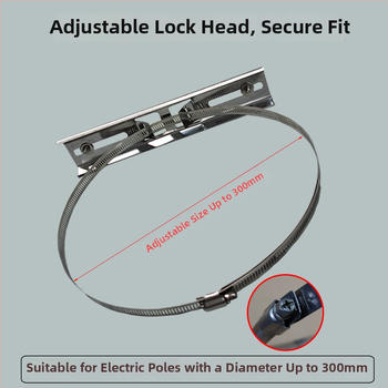 Nerezový okružný držiak na elektrický stĺp, pre pouličné osvetlenie a vodotesný box