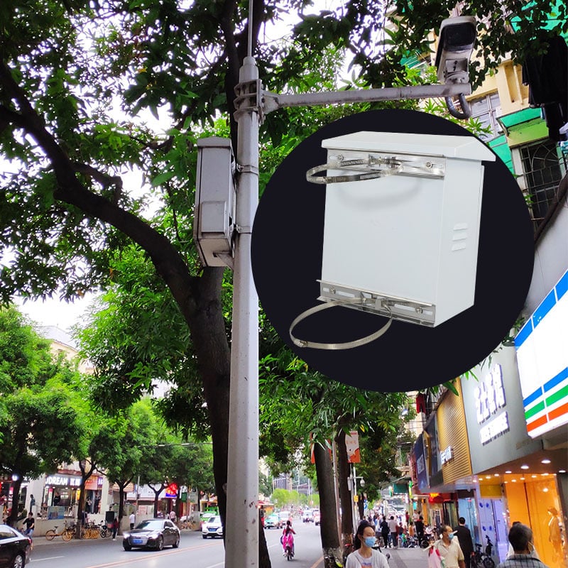 Nerezový okružný držiak na elektrický stĺp, pre pouličné osvetlenie a vodotesný box