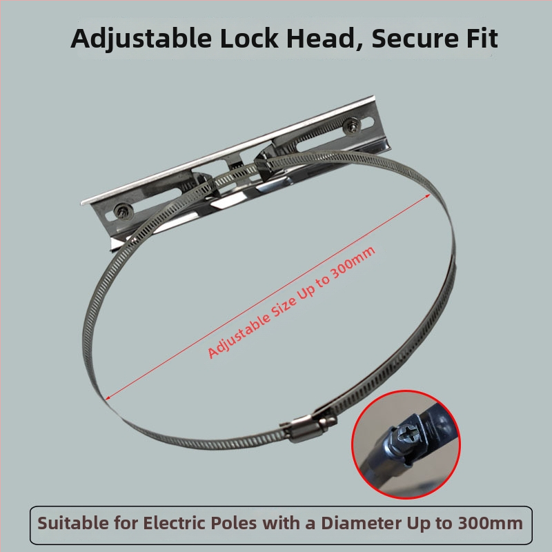 Nerezový okružný držiak na elektrický stĺp, pre pouličné osvetlenie a vodotesný box