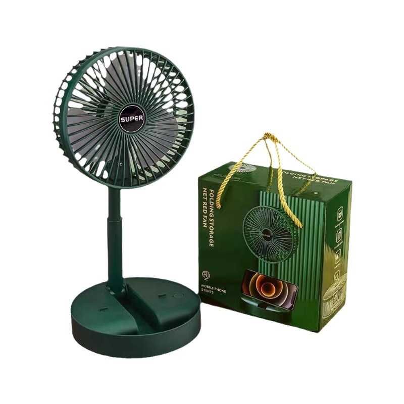 USB stolni ventilator, sklapan i proširiv, napajan litijskom baterijom, 3 brzine, zvuk ispod 36 dB, ugrađena 300–500 mAh baterija