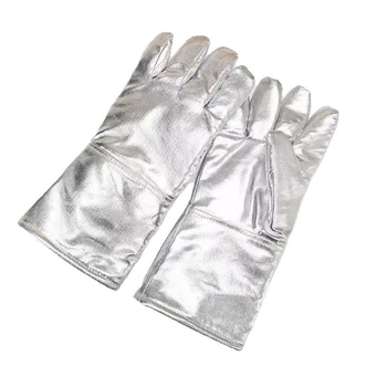 Hőálló kesztyűk többrétegű alumíniumfóliás szigeteléssel; alkalmas acélgyártásra, üvegfeldolgozásra, kazánokra és sütésre