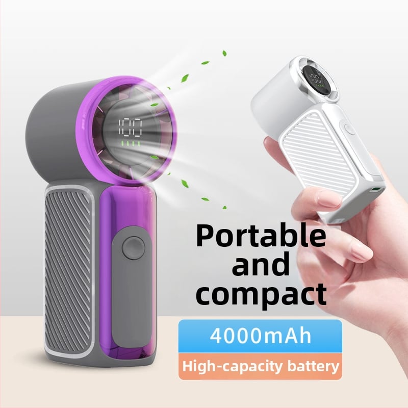 Ventilator de mână YH-F127, motor brushless, USB reîncărcabil, baterie 2000–4000 mAh, putere 5W, autonomie 8–12h