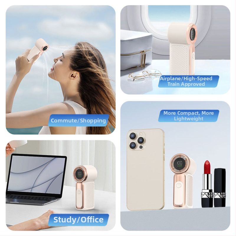 Ventilator de mână YH-F127, motor brushless, USB reîncărcabil, baterie 2000–4000 mAh, putere 5W, autonomie 8–12h